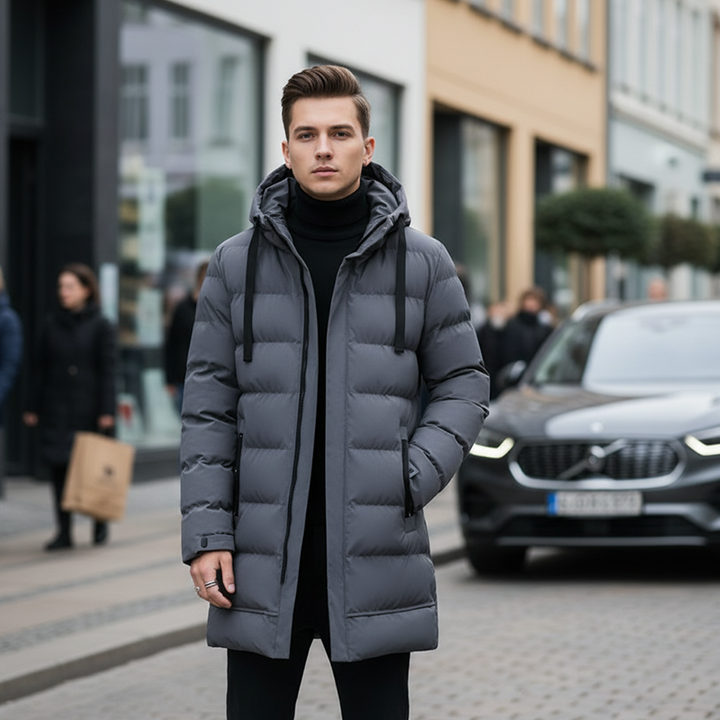 Victor | Veste matelassée longue pour homme à capuche
