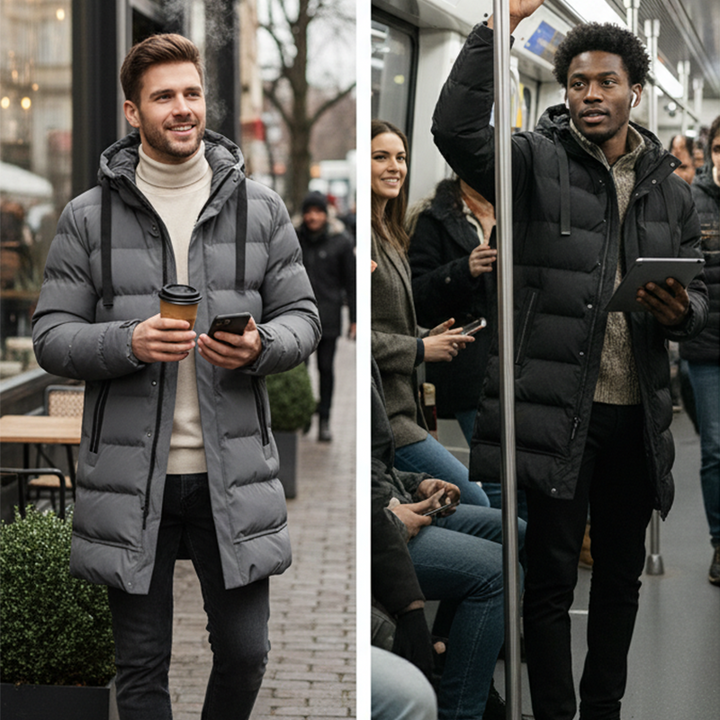 Victor | Veste matelassée longue pour homme à capuche