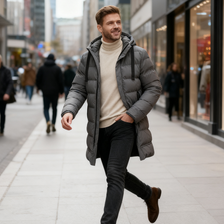 Victor | Veste matelassée longue pour homme à capuche