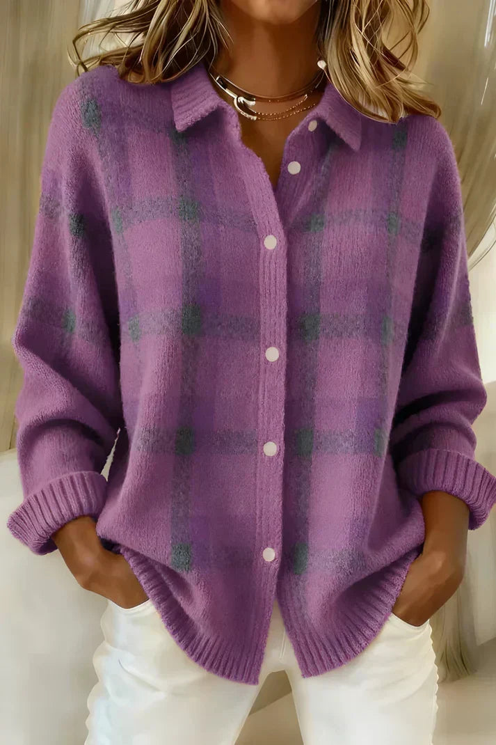 Capucine | Cardigan Doux à Carreaux