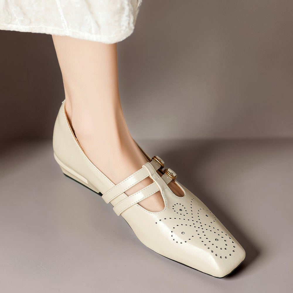 Chloé | Élégante Mary Jane en cuir avec doubles brides