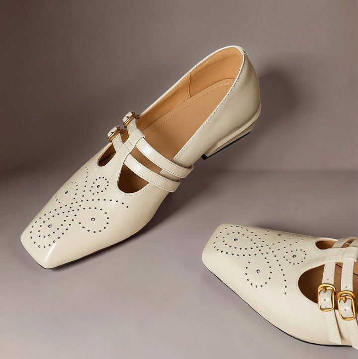 Chloé | Élégante Mary Jane en cuir avec doubles brides