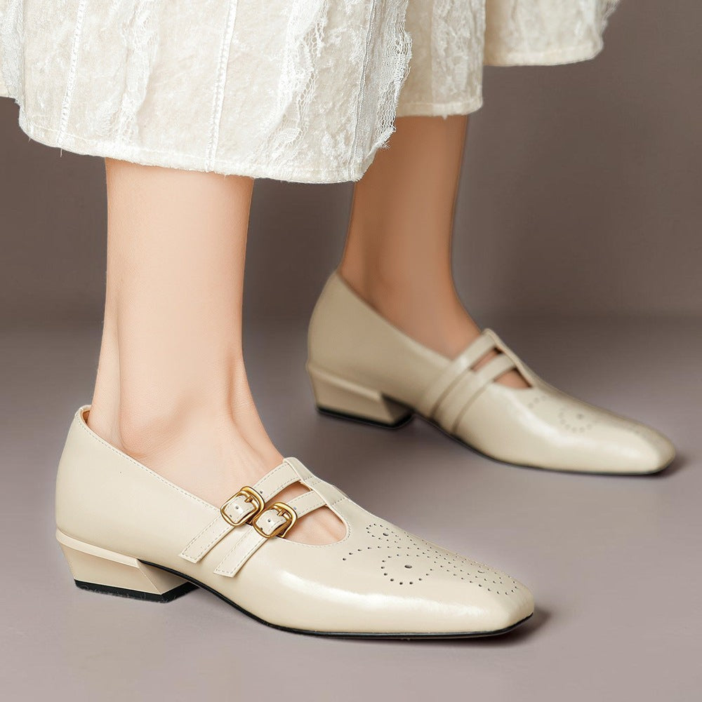 Chloé | Élégante Mary Jane en cuir avec doubles brides