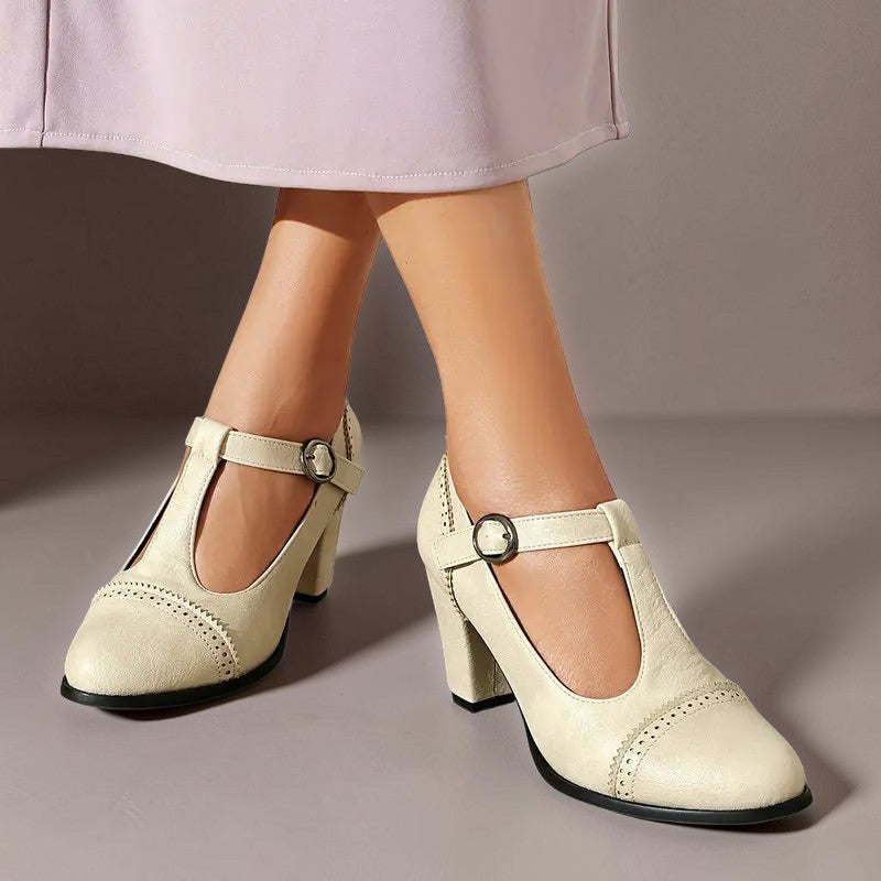 Camille | Chaussure élégante avec bride en T et talon bloc