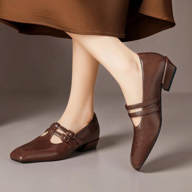 Chloé | Élégante Mary Jane en cuir avec doubles brides