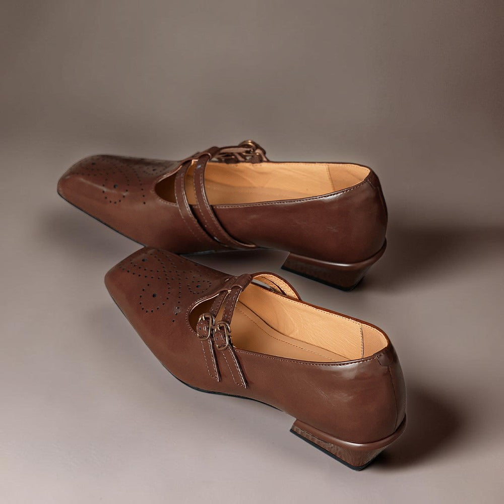 Chloé | Élégante Mary Jane en cuir avec doubles brides