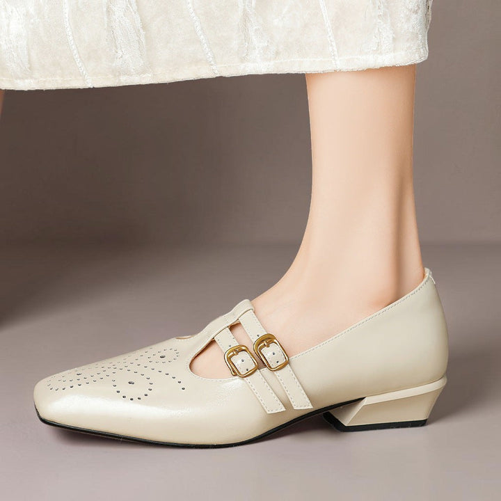 Chloé | Élégante Mary Jane en cuir avec doubles brides