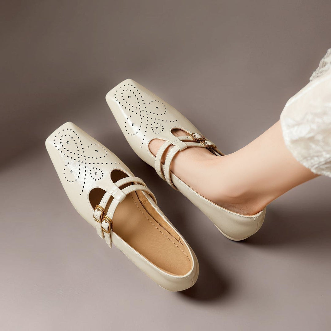 Chloé | Élégante Mary Jane en cuir avec doubles brides
