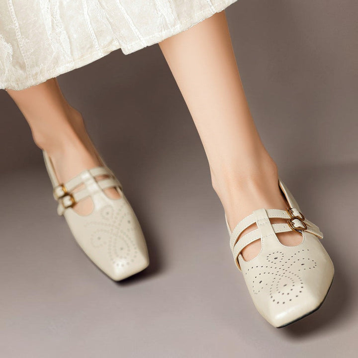 Chloé | Élégante Mary Jane en cuir avec doubles brides