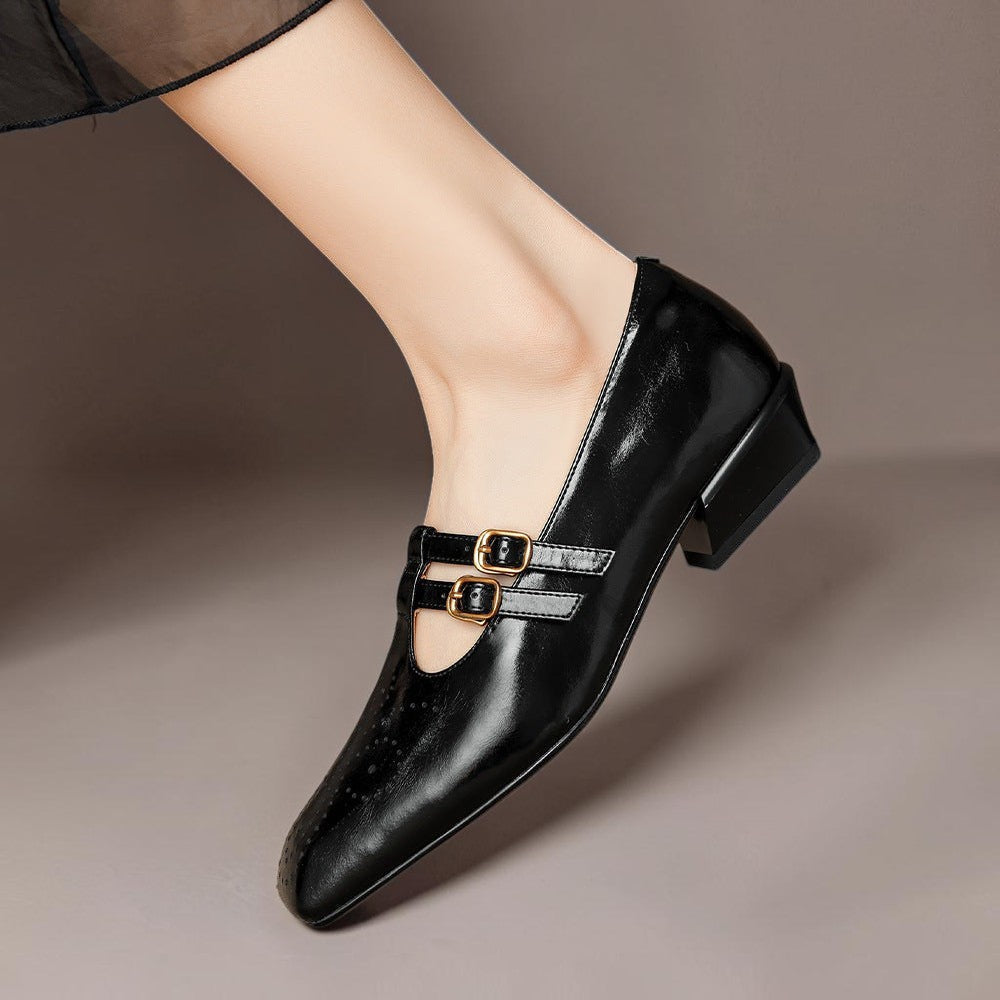 Chloé | Élégante Mary Jane en cuir avec doubles brides