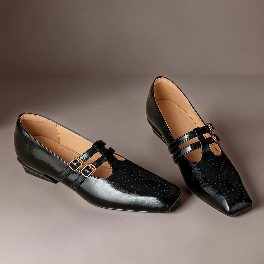 Chloé | Élégante Mary Jane en cuir avec doubles brides
