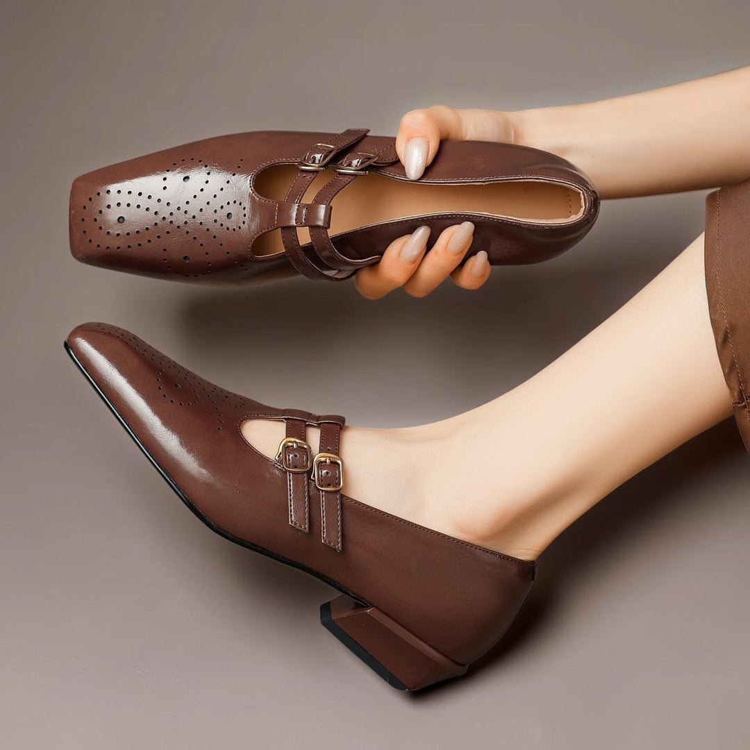 Chloé | Élégante Mary Jane en cuir avec doubles brides