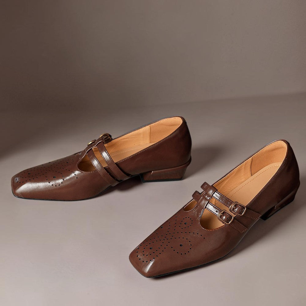 Chloé | Élégante Mary Jane en cuir avec doubles brides