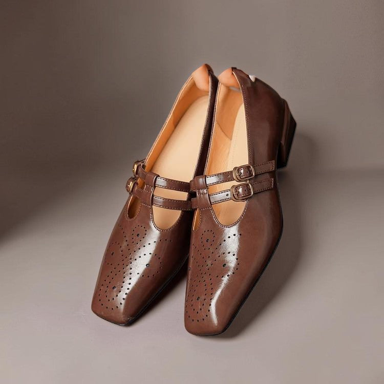 Chloé | Élégante Mary Jane en cuir avec doubles brides