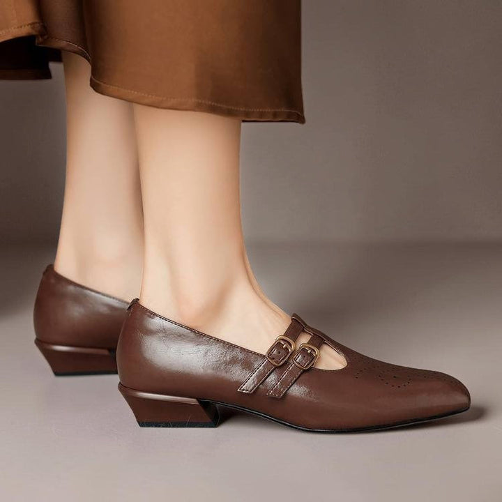 Chloé | Élégante Mary Jane en cuir avec doubles brides