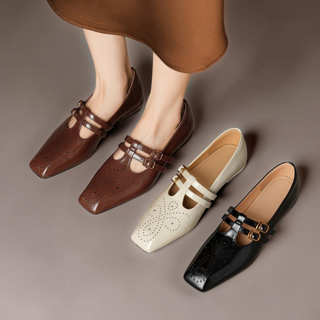 Chloé | Élégante Mary Jane en cuir avec doubles brides