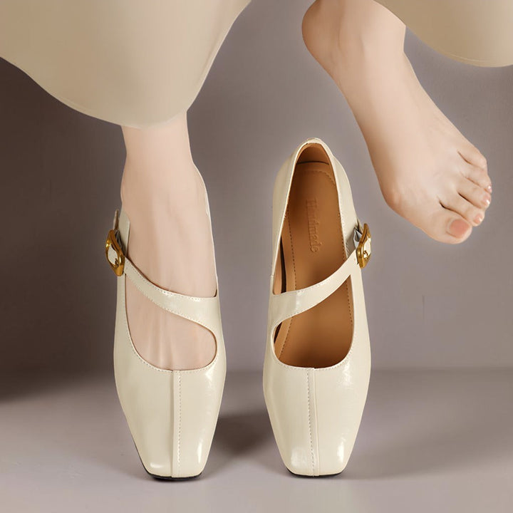 Alix | Chaussures Mary Jane en cuir véritable avec bout carré