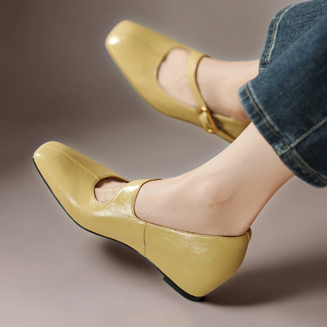 Alix | Chaussures Mary Jane en cuir véritable avec bout carré