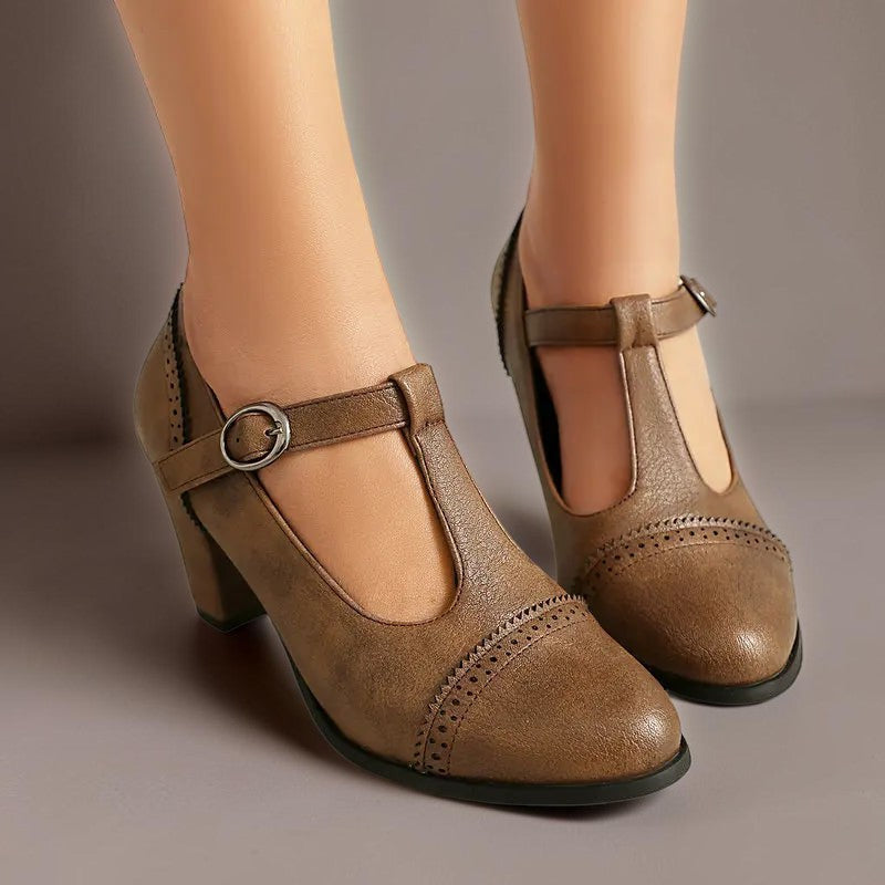 Camille | Chaussure élégante avec bride en T et talon bloc